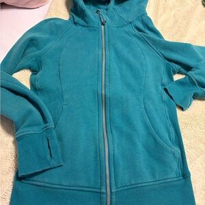 lululemon athletica scuba Teal Full‑Zip Hooded Sweatshirt sz 4